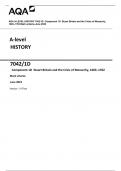 AQA A-LEVEL HISTORY 7042/1D  Component 1D  Stuart Britain and the Crisis of Monarchy,  1603–1702 Mark scheme June 2023 