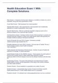 Health Education Exam 1 With Complete Solutions&period;