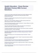 Health Education - Exam Review &lpar;Multiple Choice&rpar; With Correct Solutions&period;