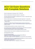 ACA 122 Exam Questions with Complete Solutions 