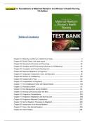 Test Bank For Foundations of Maternal-Newborn and Women’s Health Nursing 7th Edition chapter 1-27 |Complete Guide Newest Version 2023