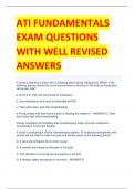 ATI FUNDAMENTALS  EXAM QUESTIONS  WITH WELL REVISED  ANSWERS