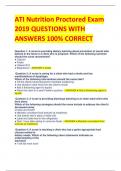 ATI Nutrition Proctored Exam  2019 QUESTIONS WITH  ANSWERS 100% CORRECT
