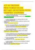 ATI NUTRITION PROCTORED EXAM RETAKE.QUESTIONS WITH VERIFIED ANSWERS