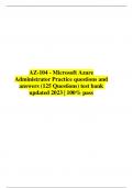 AZ-104 - Microsoft Azure Administrator Practice questions and answers &lpar;125 Questions&rpar; test bank updated 2023 &vert; 100&percnt; pass