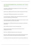 AP ENVIRONMENTAL SCIENCE AP TEST REVIEW QUESTION WITH 100 % CORRECT ANSWERS VERIFIED