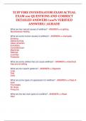 TCFP FIRE INVESTIGATOR EXAM ACTUAL  EXAM 100 QUESTIONS AND CORRECT  DETAILED ANSWERS &lpar;100&percnt; VERIFIED  ANSWERS&rpar; &vert;AGRADE 