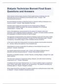 Dialysis Technician Bonnet Final Exam Questions and Answers