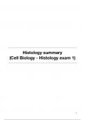 Summary Histology | Exam 1 Cell Biology - Histology (AB_1138)