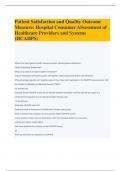 Patient Satisfaction and Quality Outcome Measure: Hospital Consumer ASsessment of Healthcare Providers and Systems (HCAHPS