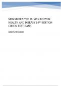 Memmler's The Human Body in Health and Disease 14th Edition Cohen Test Bank