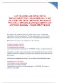 C429 HEALTHCARE OPERATIONS MANAGEMENT WGU EXAM 2022-2024 &sol; C 429 HEALTHCARE OPERATIONS MANAGEMENT WGU EXAM 180 REAL EXAM QUESTIONS AND ANSWERS 2022-2024 &vert; COMPLETE VERSION
