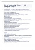 Nurse Leadership - Exam 1 &vert; with complete solution
