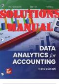 SOLUTIONS MANUAL and TEST BANK  for Data Analytics for Accounting, 3rd Edition by Vernon Richardson, Ryan Teeter and Katie Terrell. ISBN 9781265631529, ISBN13: 9781264444908. (Complete Chapters 1-10 + Excel Solutions)
