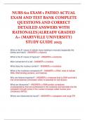 NURS 611 EXAM 1 PATHO ACTUAL  EXAM AND TEST BANK COMPLETE  QUESTIONS AND CORRECT  DETAILED ANSWERS WITH  RATIONALES|ALREADY GRADED  A+ (MARYVILLE UNIVERSITY) STUDY GUIDE 2023 