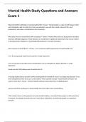 Mental Health Study Questions and Answers Exam 1