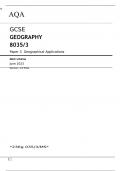 AQA GCSE GEOGRAPHY 8035/3 Paper 3 Geographical Applications  together with Mark scheme June 2023