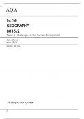 AQA GCSE GEOGRAPHY 8035/2 Paper 2 Challenges in the Human Environment  together with Mark scheme June 2023