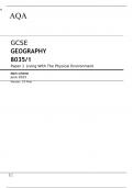 AQA GCSE GEOGRAPHY 8035/1 Paper 1 Living With The Physical Environment Mark scheme June 2023