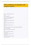 CPR Certification test Questions and complete solutions