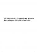 NU 636 Quiz 2 – Questions and Answers Latest Update 2023-2024 Graded A+