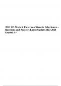 BIO 123 Week 6&comma; Patterns of Genetic Inheritance &ndash; Questions and Answers Latest Update 2023-2024 Graded A&plus;