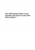 NSG 4028 Exam Questions With Answers 2023-2024 | NSG4028 Question Bank | Exam Questions and Answers Latest 2023- 2024 Graded A+ & NSG 4028 Final Exam Questions and Answers Latest Updated 100% Verified Answers 2023/2024 (100% Verified)