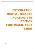 Test Bank for Psychiatric Mental Health Nursing, 5th Edition, Katherine M. Fortinash||ISBN NO-10,032307572X||ISBN NO-13,978-0323075725||All Chapters||Complete Guide A+