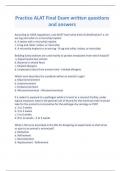Practice ALAT Final Exam written questions and answers