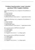 Evidence based practice: exam 1 practice questions With Complete Solutions