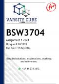 BSW3704 Assignment 1 (DETAILED ANSWERS) 2024 (653303) - DISTINCTION GUARANTEED