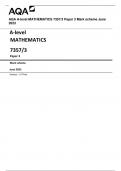 AQA A-level MATHEMATICS 7357/3 Paper 3 Mark scheme June  2023 