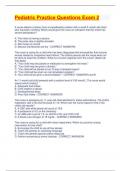 Pediatric Practice Questions Exam 2