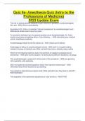 Quiz 9a- Anesthesia Quiz (Intro to the  Professions of Medicine) 2023 Update Exam