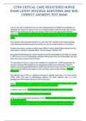 CCRN CRITICAL CARE REGISTERED NURSE  EXAM LATEST 2023&sol;2024 QUESTIONS AND 100&percnt; 
