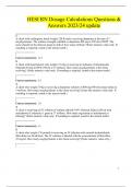 HESI RN Dosage Calculations Questions & Answers 2023&sol;24 update