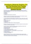 Anesthesia, Moderate Sedation, Pre  and Post Nursing Care Practice  Questions And Answers 2023  Updated Review