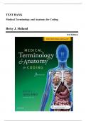 Test Bank - Medical Terminology and Anatomy for Coding, 3rd Edition (Shiland, 2018), Chapter 1-15 | All Chapters