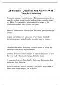 AP Statistics  Questions And Answers With Complete Solutions