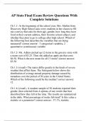 AP Stats Final Exam Review Questions With Complete Solutions