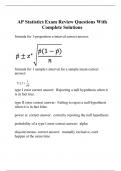 AP Statistics Exam Review Questions With Complete Solutions
