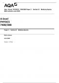 Aqa A-level PHYSICS 7408/3BB Paper 3 Section B Medical physics Question Paper and Mark scheme June 2023