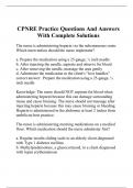 CPNRE Practice Questions And Answers With Complete Solutions