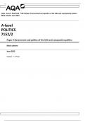 AQA  A-level  POLITICS  7152/2 Paper 2 Government and politics of the USA and comparative politics  Mark scheme June 2023