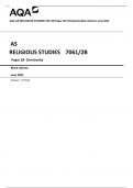 AQA AS RELIGIOUS STUDIES 7061/2B Paper 2B Christianity Mark Scheme June 2023 