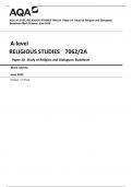 AQA A-LEVEL RELIGIOUS STUDIES 7062/2A  Paper 2A  Study of Religion and Dialogues:  Buddhism Mark Scheme June 2023