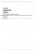 A-level CHEMISTRY 7405/2 Paper 2 Organic and Physical Chemistry