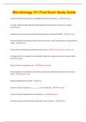 Microbiology 311 Final Exam Study Guide &vert; Latest 2023 - 2024 &vert; Verified &vert; Guaranteed Success