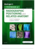  Bontrager’s Textbook of Radiographic Positioning and Related Anatomy,  9th Edition (2017, Lampignano) | Chapter 1 To 20 Complete Test Bank