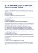 MI Life Insurance Exam&vert; 50 Questions&vert; Correct Answers&vert; Verified